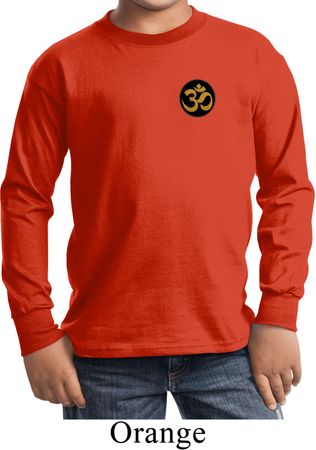 Yoga Gold AUM Patch Pocket Print Kids Long Sleeve Shirt