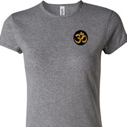 Yoga Gold AUM Patch Pocket Print Ladies Crewneck Shirt