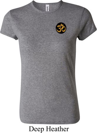 Yoga Gold AUM Patch Pocket Print Ladies Crewneck Shirt