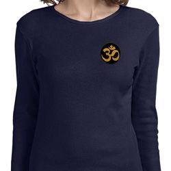 Yoga Gold AUM Patch Pocket Print Ladies Long Sleeve Shirt