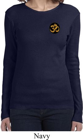 Yoga Gold AUM Patch Pocket Print Ladies Long Sleeve Shirt