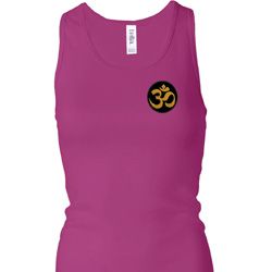 Yoga Gold AUM Patch Pocket Print Ladies Longer Length Racerback Tank