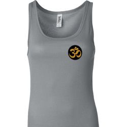 Yoga Gold AUM Patch Pocket Print Ladies Longer Length Tank Top