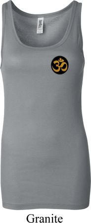 Yoga Gold AUM Patch Pocket Print Ladies Longer Length Tank Top