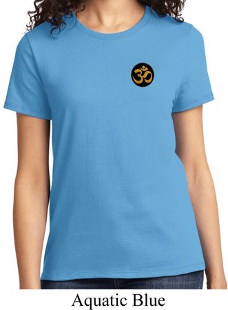 Yoga Gold AUM Patch Pocket Print Ladies Shirt