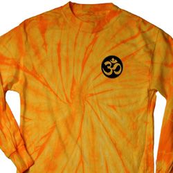 Yoga Gold AUM Patch Pocket Print Long Sleeve Tie Dye Shirt