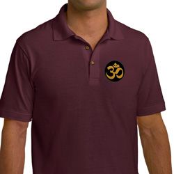Yoga Gold AUM Patch Pocket Print Mens Pique Polo Shirt