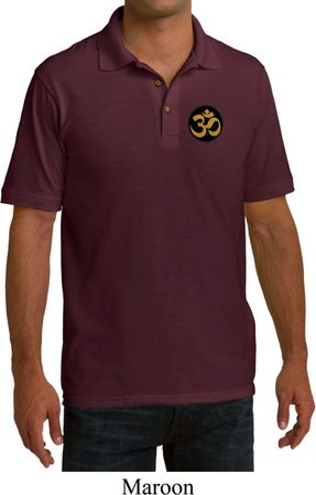 Yoga Gold AUM Patch Pocket Print Mens Pique Polo Shirt