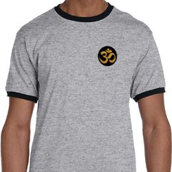 Yoga Gold AUM Patch Pocket Print Mens Ringer Shirt