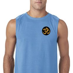 Yoga Gold AUM Patch Pocket Print Mens Sleeveless Shirt