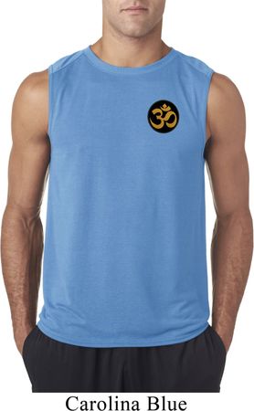 Yoga Gold AUM Patch Pocket Print Mens Sleeveless Shirt