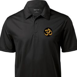 Yoga Gold AUM Patch Pocket Print Mens Textured Polo Shirt