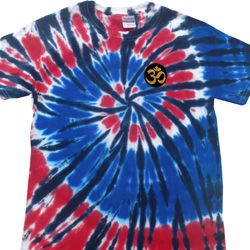 Yoga Gold AUM Patch Pocket Print Patriotic Tie Dye Shirt