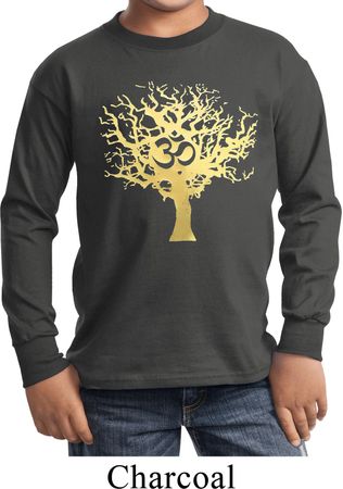 Yoga Gold Foil Tree of Life Kids Long Sleeve Shirt