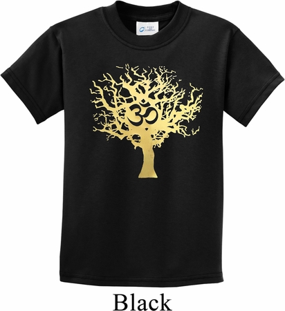Yoga Gold Foil Tree of Life Kids Shirt