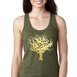 Yoga Gold Foil Tree of Life Ladies Ideal Tank Top Yoga Gold Foil Tree of Life Ladies Ideal Tank Top