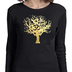Yoga Gold Foil Tree of Life Ladies Long Sleeve Shirt Yoga Gold Foil Tree of Life Ladies Long Sleeve Shirt
