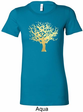 Yoga Gold Foil Tree of Life Ladies Longer Length Shirt