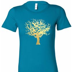 Yoga Gold Foil Tree of Life Ladies Longer Length Shirt Yoga Gold Foil Tree of Life Ladies Longer Length Shirt