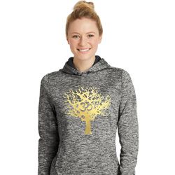 Yoga Gold Foil Tree of Life Ladies Moisture Wicking Hoodie Yoga Gold Foil Tree of Life Ladies Moisture Wicking Hoodie