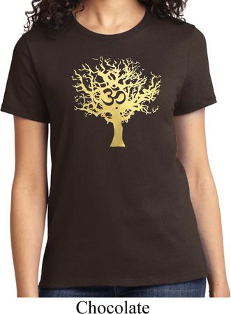 Yoga Gold Foil Tree of Life Ladies Shirt