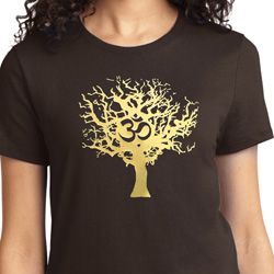 Yoga Gold Foil Tree of Life Ladies Shirt Yoga Gold Foil Tree of Life Ladies Shirt