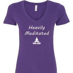 Yoga Heavily Meditated Ladies V-Neck Shirt Yoga Heavily Meditated Ladies V-Neck Shirt