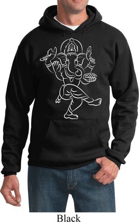 Yoga Hoodie Sketch Ganesha White Print Hoody