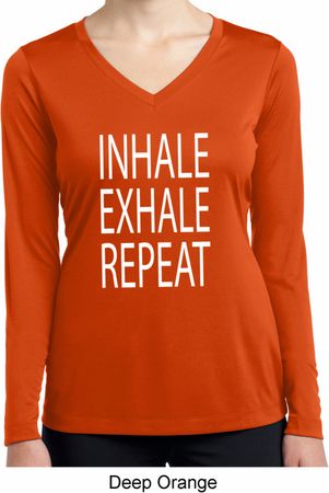 Yoga Inhale Exhale Repeat Ladies Dry Wicking Long Sleeve Shirt