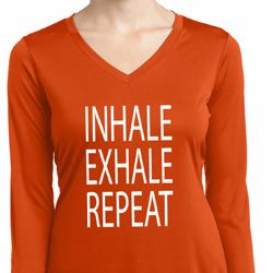Yoga Inhale Exhale Repeat Ladies Dry Wicking Long Sleeve Shirt