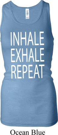 Yoga Inhale Exhale Repeat Ladies Longer Length Racerback Tank Top