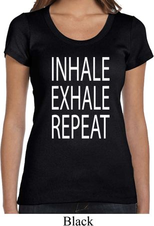 Yoga Inhale Exhale Repeat Ladies Scoop Neck Shirt
