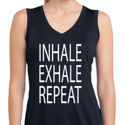 Yoga Inhale Exhale Repeat Ladies Sleeveless Moisture Wicking Shirt
