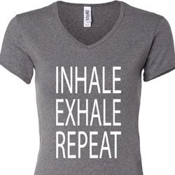 Yoga Inhale Exhale Repeat Ladies V-neck Shirt