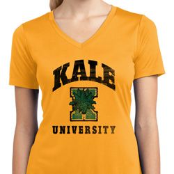 Yoga Kale University Lights Ladies Moisture Wicking V-neck Shirt Yoga Kale University Lights Ladies Moisture Wicking V-neck Shirt