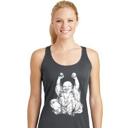 Yoga Laughing Buddha Ladies Dry Wicking Racerback Tank Top
