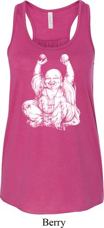 Yoga Laughing Buddha Ladies Flowy Racerback Tanktop