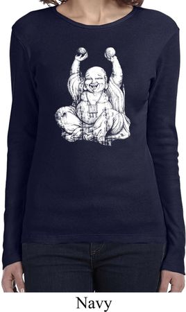 Yoga Laughing Buddha Ladies Long Sleeve Shirt
