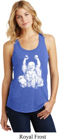 Yoga Laughing Buddha Ladies Racerback Tank Top
