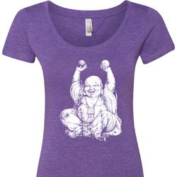 Yoga Laughing Buddha Ladies Scoop Neck Shirt