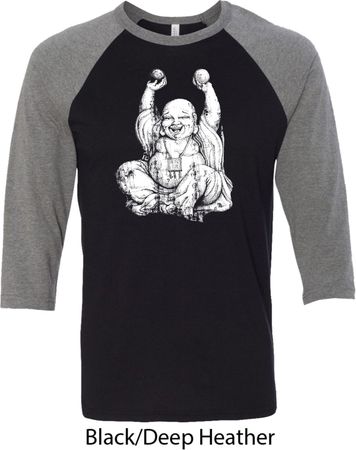 Yoga Laughing Buddha Mens Raglan Shirt