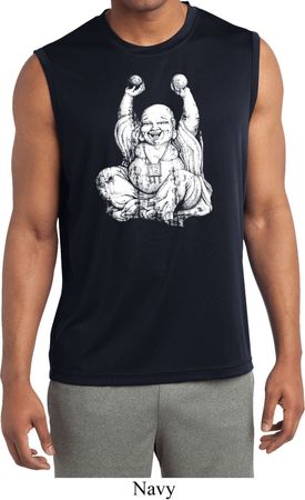 Yoga Laughing Buddha Mens Sleeveless Moisture Wicking Shirt