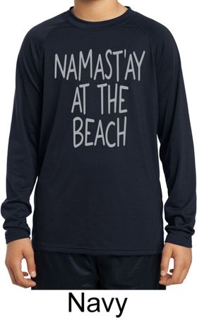 Yoga Namastay at the Beach Kids Dry Wicking Long Sleeve Shirt