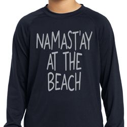 Yoga Namastay at the Beach Kids Dry Wicking Long Sleeve Shirt