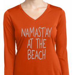 Yoga Namastay at the Beach Ladies Dry Wicking Long Sleeve Shirt Yoga Namastay at the Beach Ladies Dry Wicking Long Sleeve Shirt