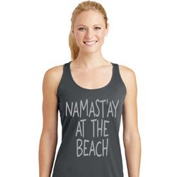 Yoga Namastay at the Beach Ladies Dry Wicking Racerback Tank Top Yoga Namastay at the Beach Ladies Dry Wicking Racerback Tank Top