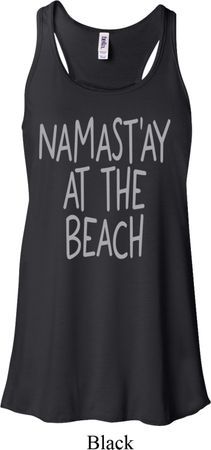 Yoga Namastay at the Beach Ladies Flowy Racerback Tanktop