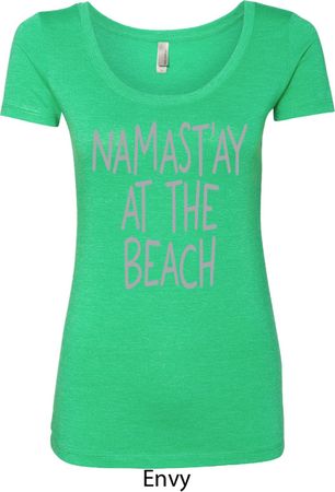 Yoga Namastay at the Beach Ladies Scoop Neck Shirt