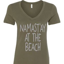 Yoga Namastay at the Beach Ladies V-Neck Shirt Yoga Namastay at the Beach Ladies V-Neck Shirt