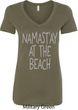 Yoga Namastay at the Beach Ladies V-Neck Shirt